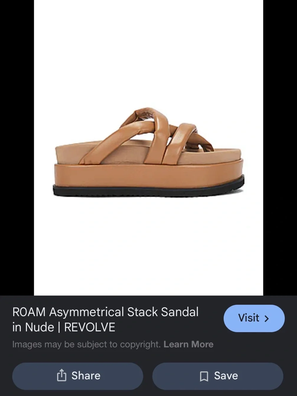 ROAM Tan Padded Crisscross Platform Slide